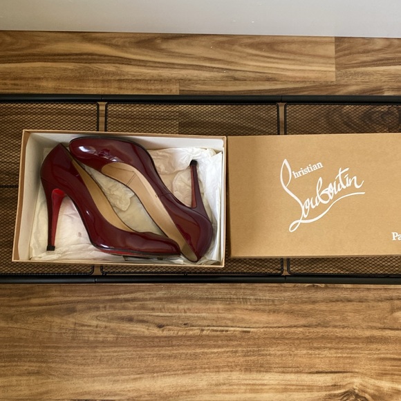Christian Louboutin Ron Ron 100mm Burgundy patent calf pumps 39.5 - Picture 10 of 12